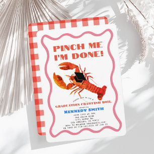 Invitation Fête de graduation de la langouste rétro Pinch Me