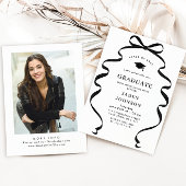Invitation Fête de graduation de la marque Black Bow Ribbon