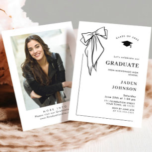 Invitation Fête de graduation de la marque Black Bow Ribbon