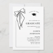 Invitation Fête de graduation de la marque Black Bow Ribbon (Devant)