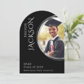 Invitation Fête de graduation de la Masculine de photo noire  (Debout devant)