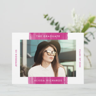 Invitation Fête de graduation de la peinture moderne Magenta 