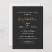 Invitation Fête de graduation de la photo Black Gold Elegant  (Dos)