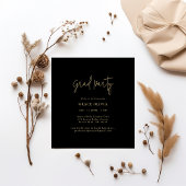 Invitation Fête de graduation de la photo Black & Gold Script