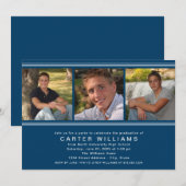 Invitation Fête de graduation de la photo bleue de la Marine (Devant / Derrière)