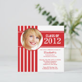 Invitation Fête de graduation de la photo de la bande rouge m (Debout devant)