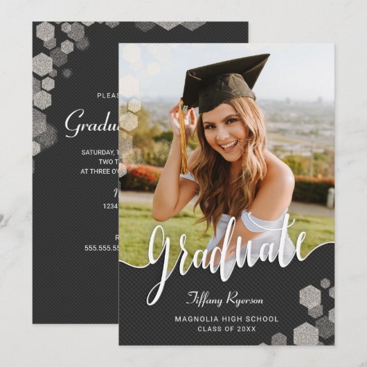 Invitation Fête de graduation de la photo de script (Devant / Derrière)