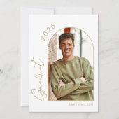 Invitation Fête de graduation de la photo d'or blanc moderne (Devant)