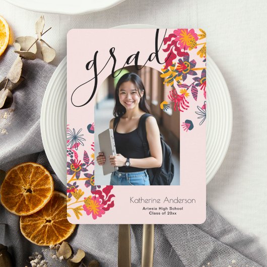 Invitation Fête de graduation de la photo florale Arch rose m