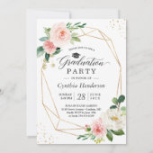 Invitation Fête de graduation de la photo florale rose vif mo (Dos)