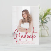 Invitation Fête de graduation de la photo manuscrite Red Scri (Debout devant)