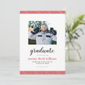 Invitation Fête de graduation de la photo moderne rouge et gr (Debout devant)