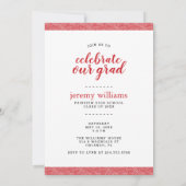 Invitation Fête de graduation de la photo moderne rouge et gr (Dos)