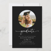 Invitation Fête de graduation de la photo noire moderne (Devant)