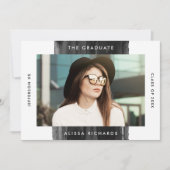 Invitation Fête de graduation de la photo peinte en noir mode (Devant)