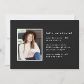 Invitation Fête de graduation de la photo peinte en noir mode (Dos)