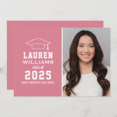 Invitation Fête de graduation de la photo rose moderne (Devant / Derrière)