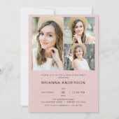 Invitation Fête de graduation de la photo rose moderne et élé (Dos)