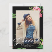 Invitation Fête de graduation de la photo rose noire moderne (Devant)