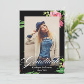 Invitation Fête de graduation de la photo rose noire moderne (Debout devant)