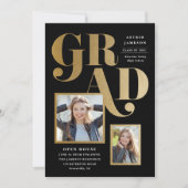 Invitation Fête de graduation de la photographie moderne Gold (Devant)