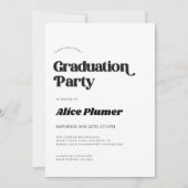 Invitation Fête de graduation de la typographie noire moderne (Devant)