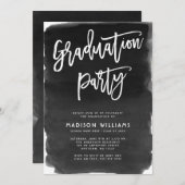 Invitation Fête de graduation de l'aquarelle noire (Devant / Derrière)