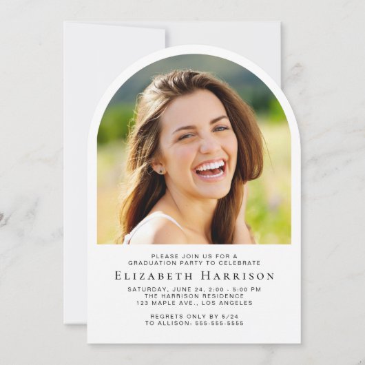 Invitation Fête de graduation de l'arc de script photo modern (Dos)