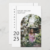 Invitation Fête de graduation de l'arc noir et blanc moderne (Devant / Derrière)