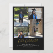 Invitation Fête de graduation de l'Arc Photo Noir et Or Moder (Dos)