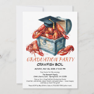 Invitation Fête de graduation de l'ébullition de l'écrevisse 