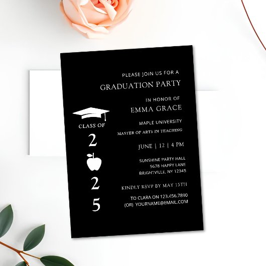 Invitation Fête de graduation de l'enseignant minimal moderne