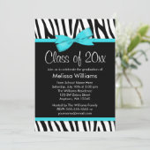 Invitation Fête de graduation de l'estomac bleu Turquoise Zeb (Debout devant)