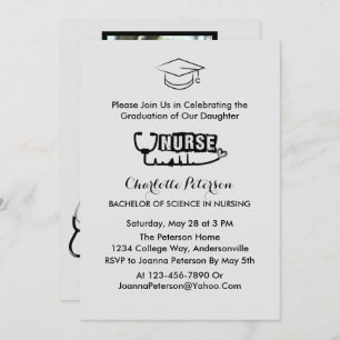 Invitation Fête de graduation de l'infirmière de photo modern