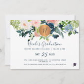 Invitation Fête de graduation de marine florale moderne (Devant)