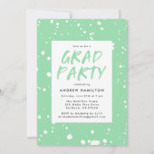 Invitation Fête de graduation de peinture à la menthe moderne (Dos)