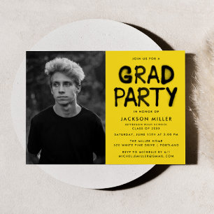 Invitation Fête de graduation de peinture de Spray jaune mode