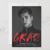 Invitation Fête de graduation de peinture rouge moderne (Devant)