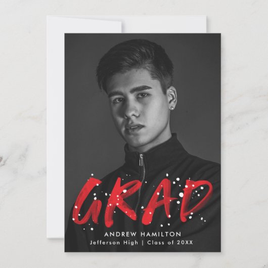 Invitation Fête de graduation de peinture rouge moderne (Devant)