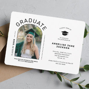 Invitation Fête de graduation de photo en arc simple moderne