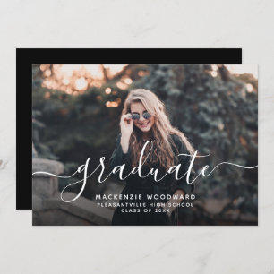 Invitation Fête de graduation de script blanc photo personnal