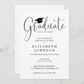 Invitation Fête de graduation de script élégant moderne (Devant / Derrière)
