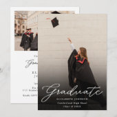 Invitation Fête de graduation de script photo moderne (Devant / Derrière)