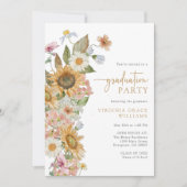 Invitation Fête de graduation de tournesol (Devant)