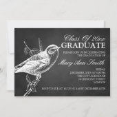 Invitation Fête de graduation des oiseaux en tableau noir (Devant)
