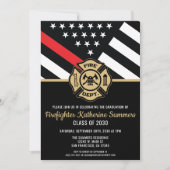 Invitation Fête de graduation des pompiers Drapeau mince de l (Devant)