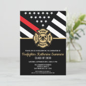 Invitation Fête de graduation des pompiers Drapeau mince de l (Debout devant)