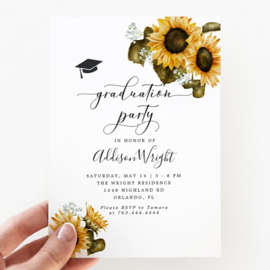 Invitation Fête de graduation des tournesols