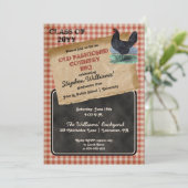 Invitation Fête de graduation du barbecue rustique de poulet (Debout devant)