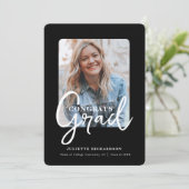 Invitation Fête de graduation du collège photo noir blanc mod (Debout devant)